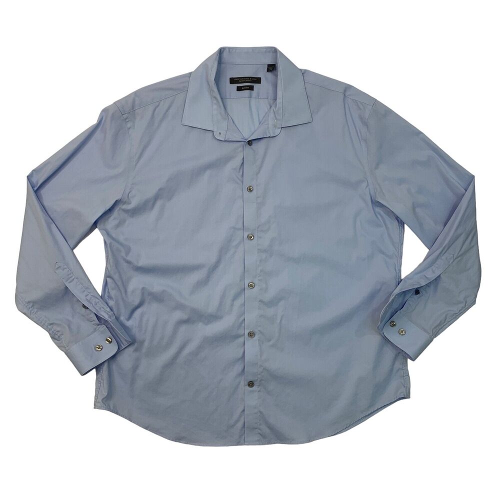 John Varvatos Shirt Men 17 Periwinkle Blue Signature Tailored Button Up SLIM Fit